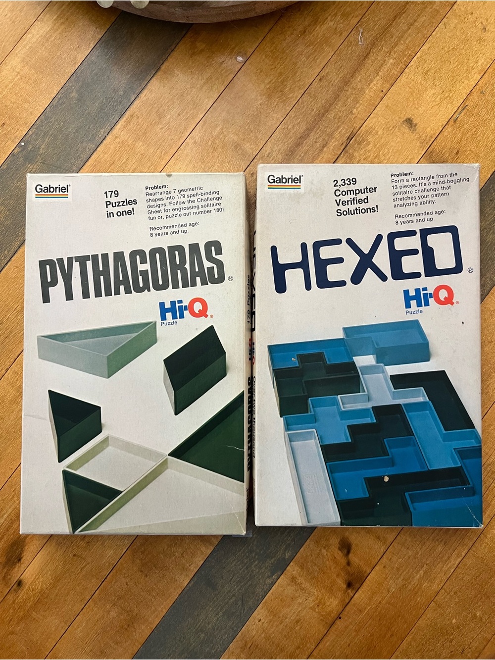Vintage Retro Gabriel Board Game Lot Hexed and Pythagoras Puzzle Games 1970s